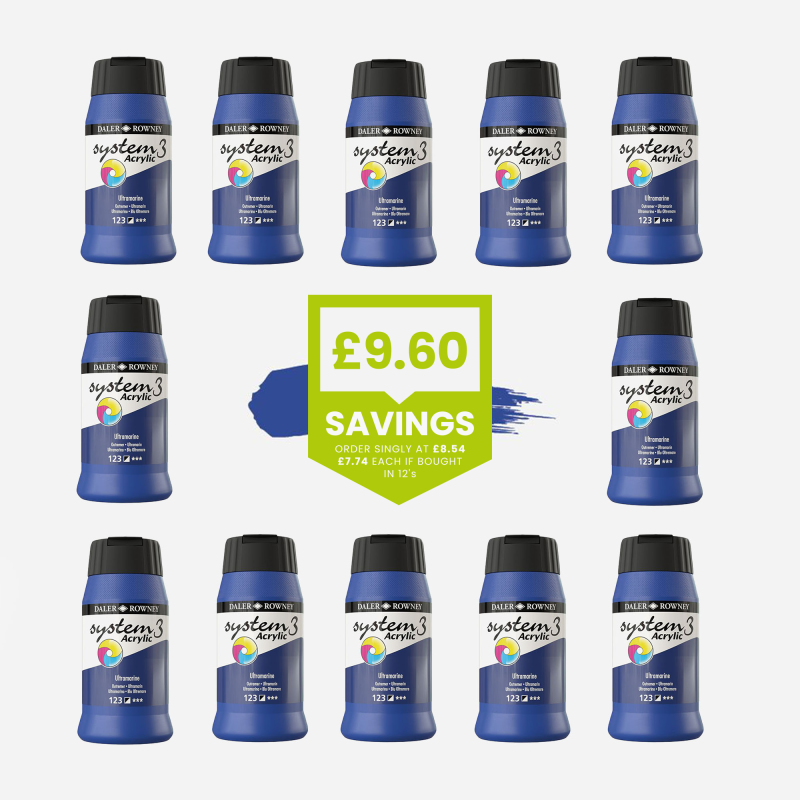 DALER ROWNEY SYSTEM 3 ACRYLIC 500ml ULTRAMARINE – BULK PACK OF 12