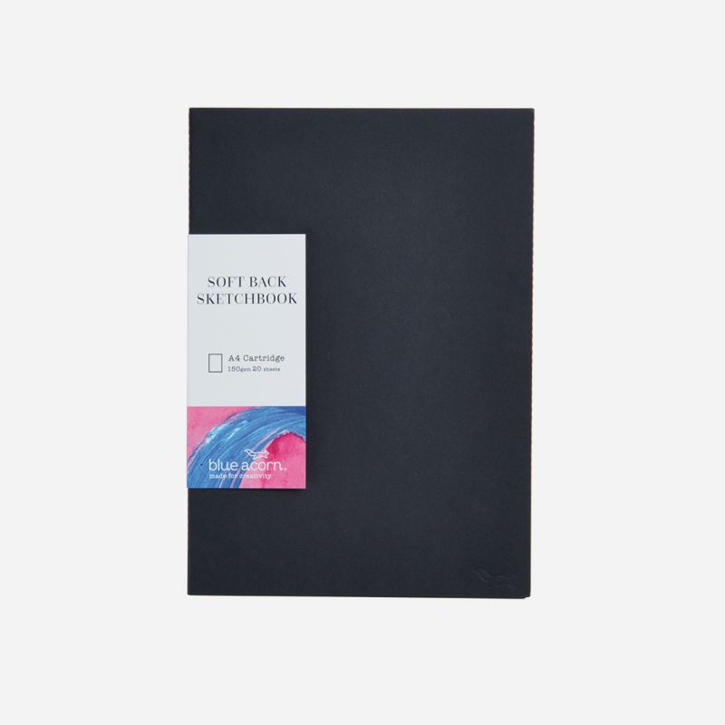 SOFTBACK SEWN SKETCH BOOK A4 40pp 150g BLACK COVER