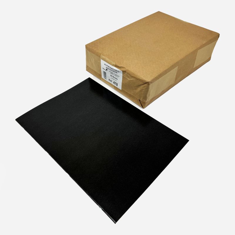 SOFTBACK A3 LAMINATED BLACK COVER STAPLED SKETCHBOOK 140GSM CLASSPACK OF 20